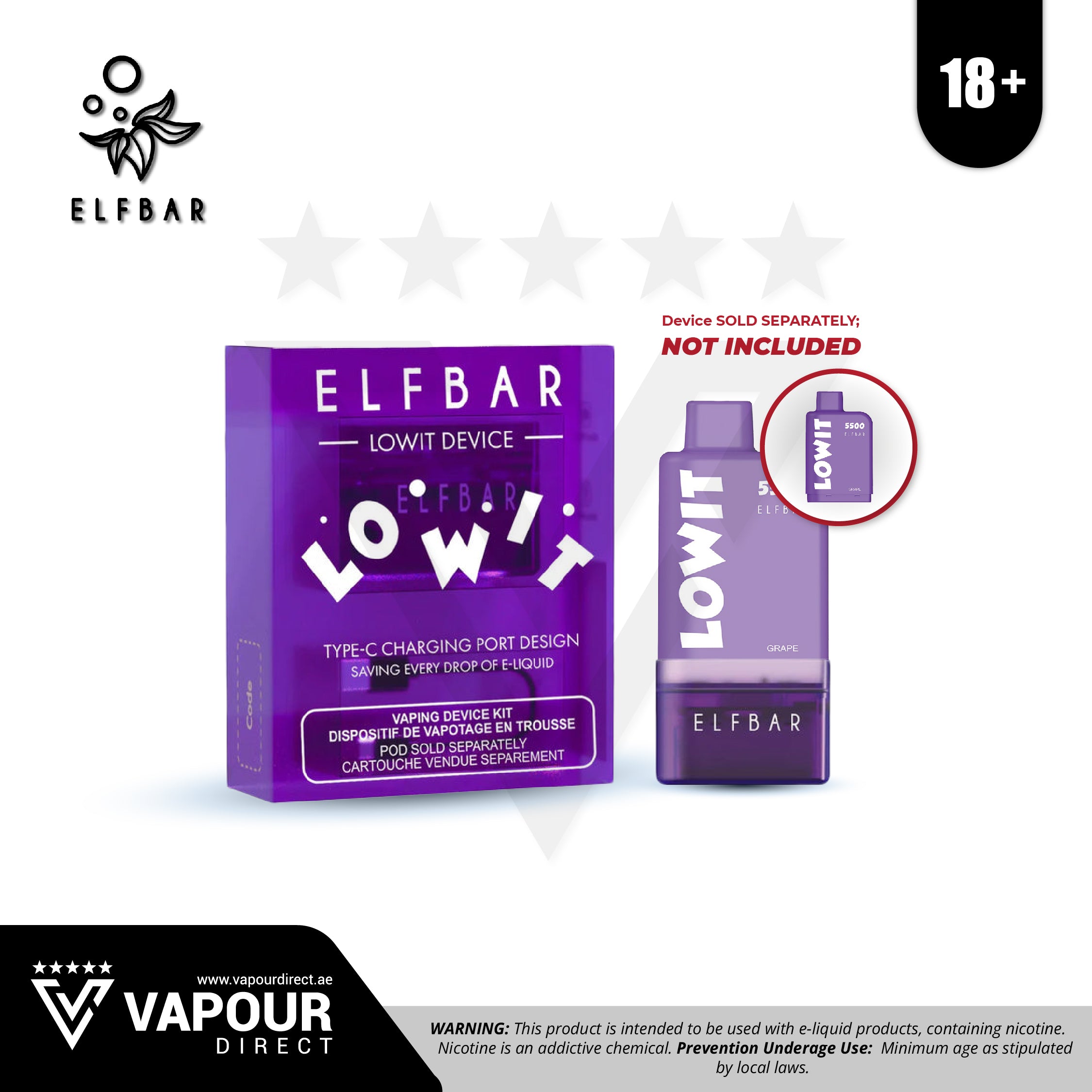 Elf Bar - Purple Lowit Battery Vapour Direct UAE Elf Bar - Purple Lowit Battery Vapour Direct UAE