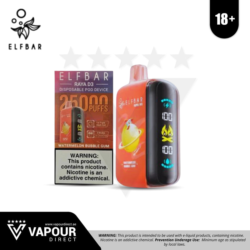 Elf Bar D3 Watermelon Bubblegum 50mg 25,000 Puff