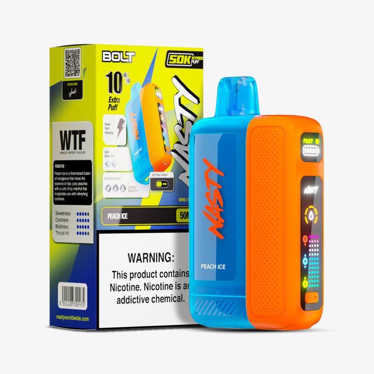 Nasty Bolt Peach Ice 50000 Puffs 50mg