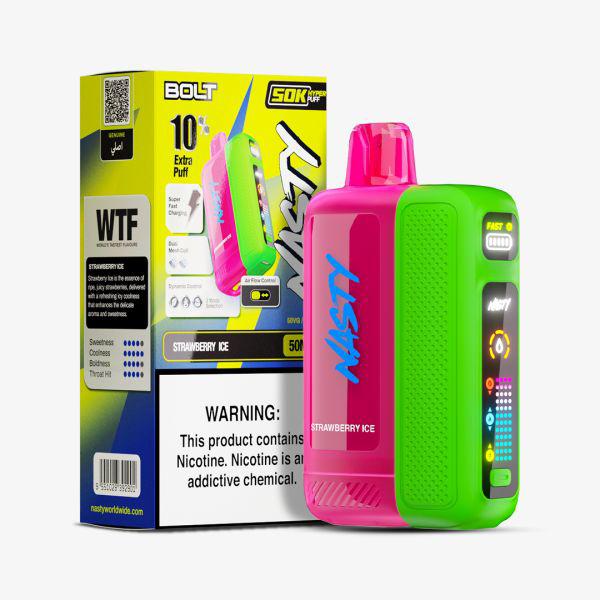 Nasty Bolt Strawberry Ice 50000 Puffs 50mg