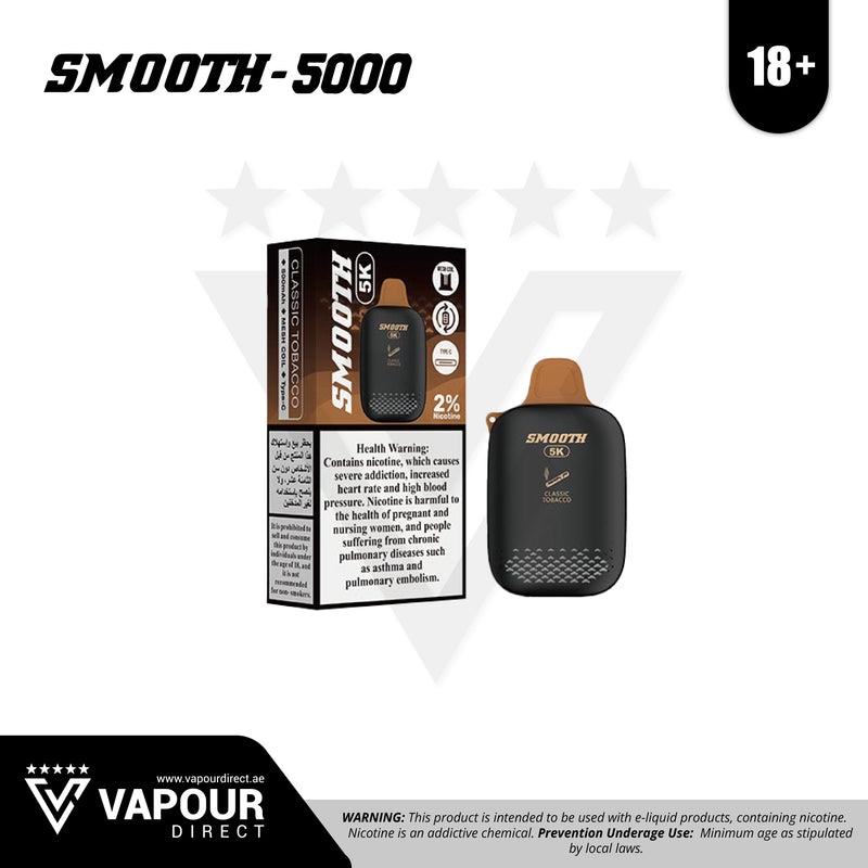 Smooth Disposables 20mg 5000 Puffs - Classic Tobacco