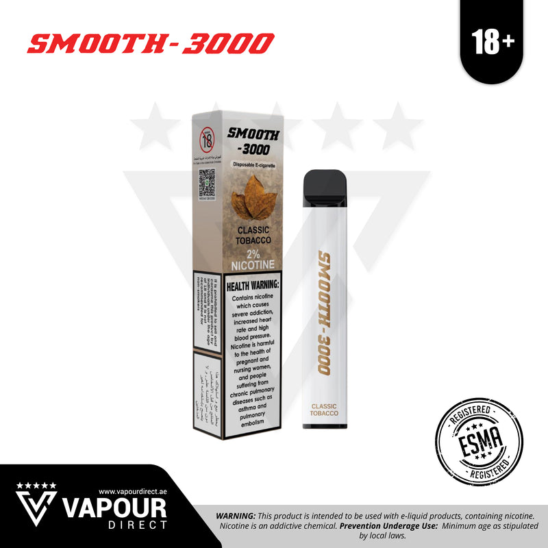 Smooth 3000 Puffs 20mg - Classic Tobacco
